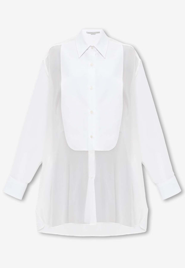 Stella McCartney S-wave Long-Sleeved Chiffon Shirt White 620088 SLA61-9001