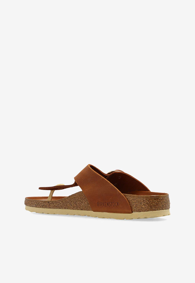 Birkenstock Gizeh Big Buckle Leather Thong Sandals Brown 1018785 0-COGNAC