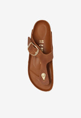 Birkenstock Gizeh Big Buckle Leather Thong Sandals Brown 1018785 0-COGNAC
