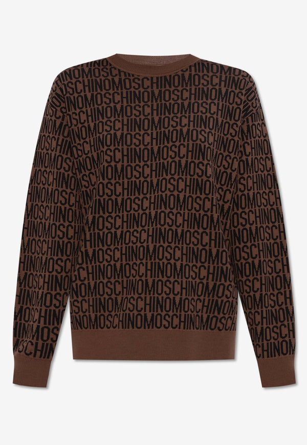 Moschino All-Over Logo Sweater 241EM A0902 2700-1103 Brown