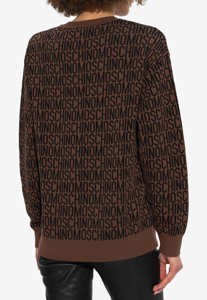 Moschino All-Over Logo Sweater 241EM A0902 2700-1103 Brown