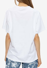 Stella McCartney Glittered Logo Crewneck T-shirt White 6J0158 3SPY51-9000