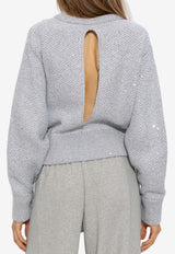 Stella McCartney Sequin Embellished Crewneck Sweater Gray 6K0604 3S2460-1202