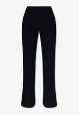 Stella McCartney Plisse Knit Straight-Leg Pants Black 6K0685 3S2465-1000