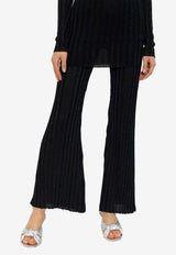 Stella McCartney Ribbed Knit Straight-Leg Pants Black 6K0615 3S2461-1069