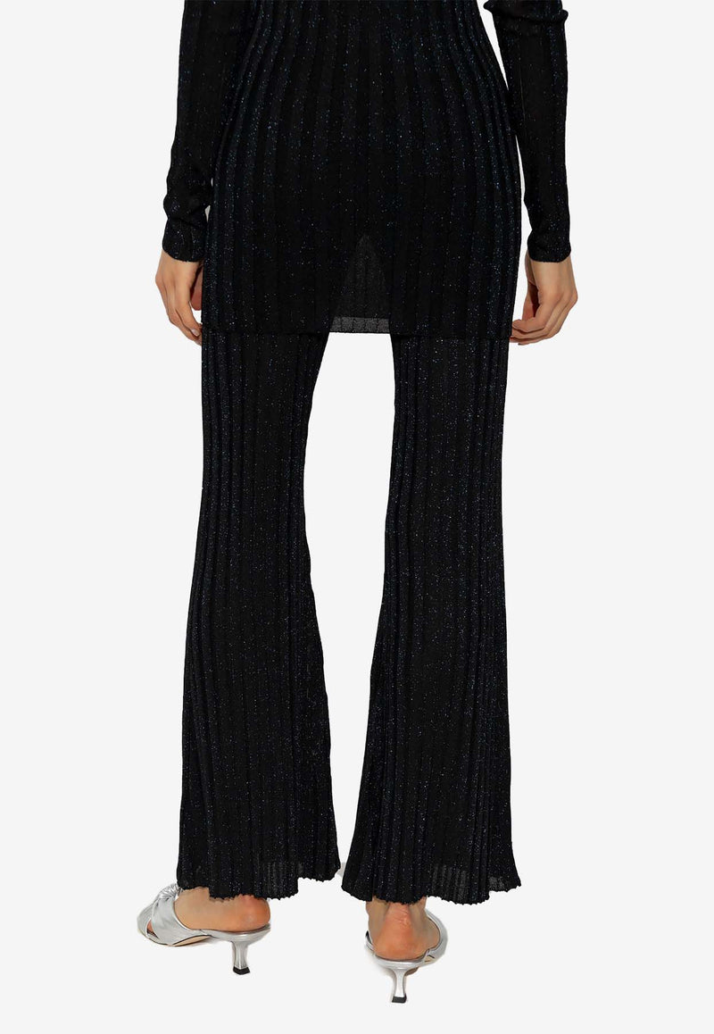 Stella McCartney Ribbed Knit Straight-Leg Pants Black 6K0615 3S2461-1069