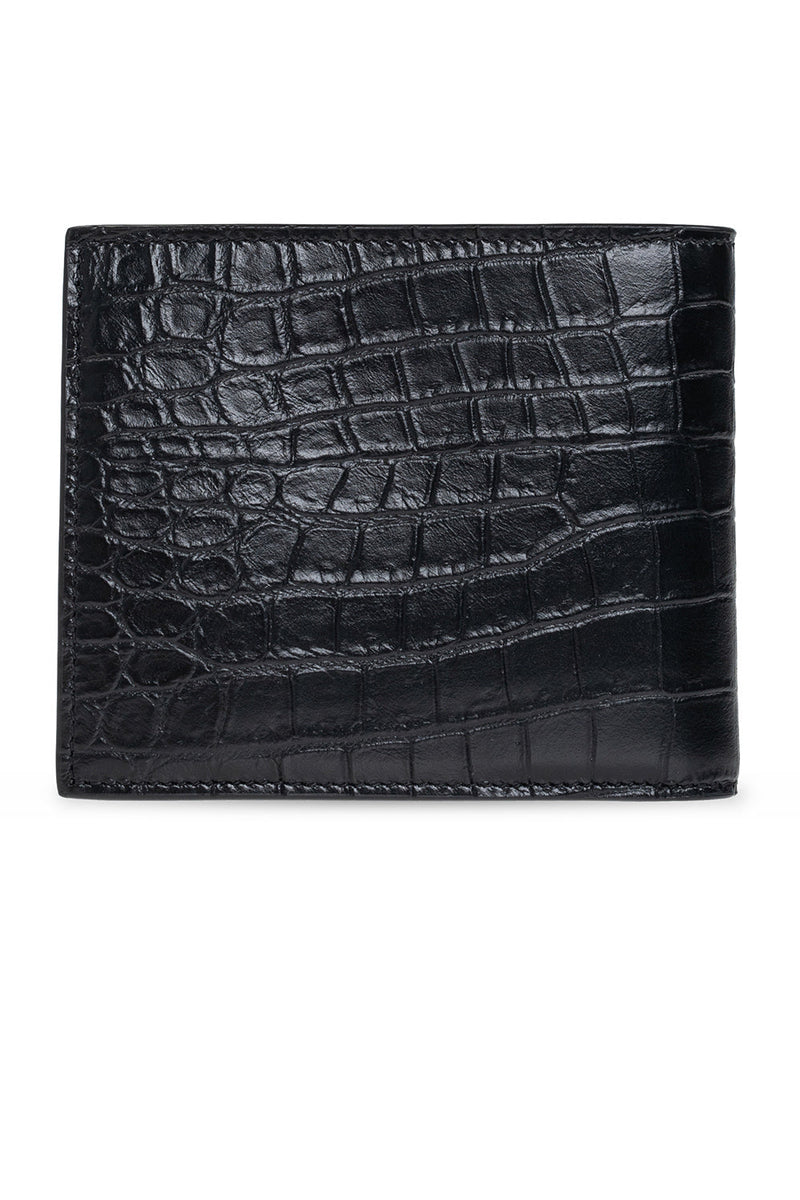 Saint Laurent East/West Croc-Embossed Leather Wallet 396303 DZEDE-1000