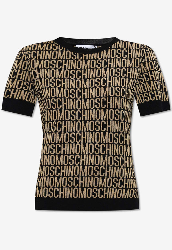 Moschino Logo Jacquard Knit Top Black 241EM A0908 2700-1606