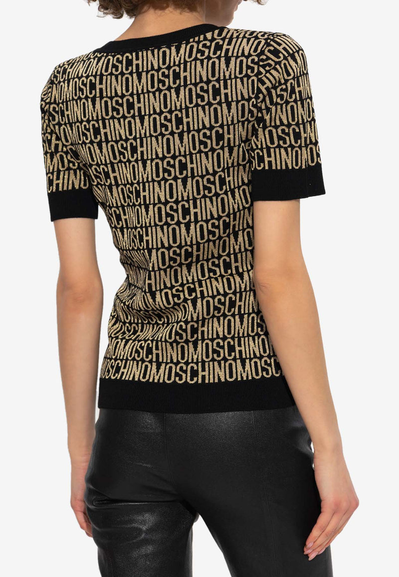 Moschino Logo Jacquard Knit Top Black 241EM A0908 2700-1606