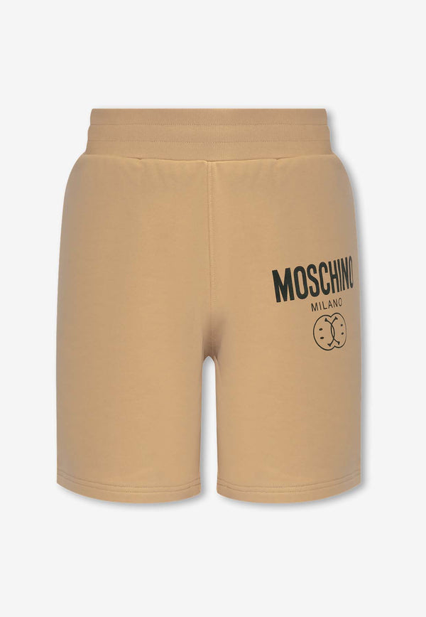 Moschino Double Smiley Logo Track Shorts Beige 241ZR J0347 2028-1148