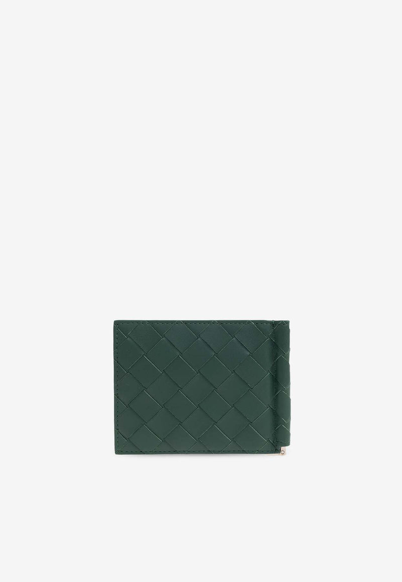 Bottega Veneta Intrecciato Leather Bi-Fold Wallet with Money Clip Dark Green 749404 VCPQ6-3334