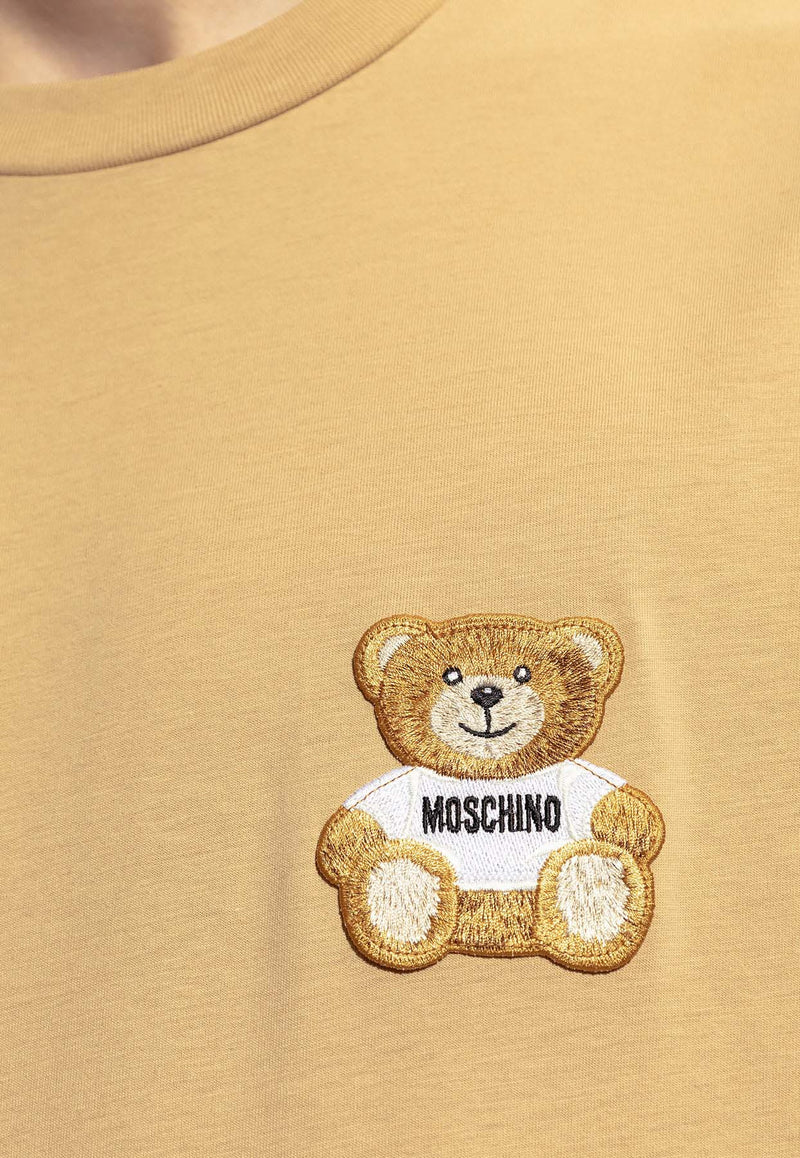 Moschino Teddy Bear Patch Crewneck T-shirt Beige 241ZR V0723 2041-0148