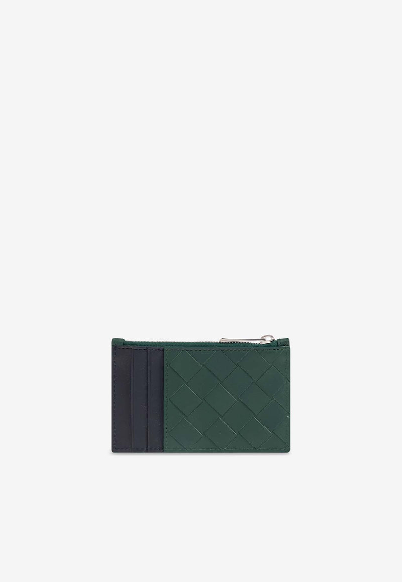 Bottega Veneta Intrecciato Leather Zip Cardholder Emerald Green 755985 VCPQ5-3335