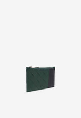 Bottega Veneta Intrecciato Leather Zip Cardholder Emerald Green 755985 VCPQ5-3335