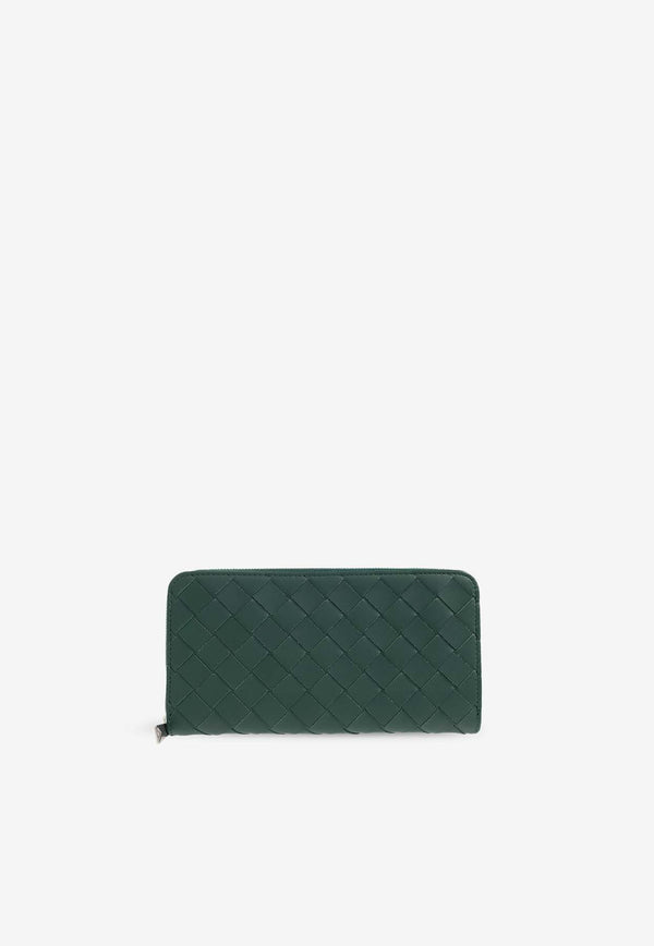 Bottega Veneta Intrecciato Leather Zip-Around Wallet Emerald Green 749427 VCPQ6-3334