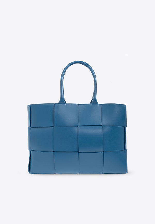 Bottega Veneta Medium Arco Top Handle Bag in Intrecciato Leather Deep Pacific 756682 VB1K0-4424