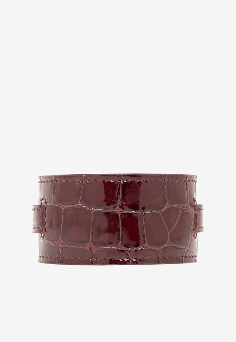 Saint Laurent Croc-Embossed Leather Bracelet 764759 AACUV-6182