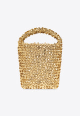 Bottega Veneta Small Cabat Sequined Bucket Bag Gold 762587 V3SF0-8028