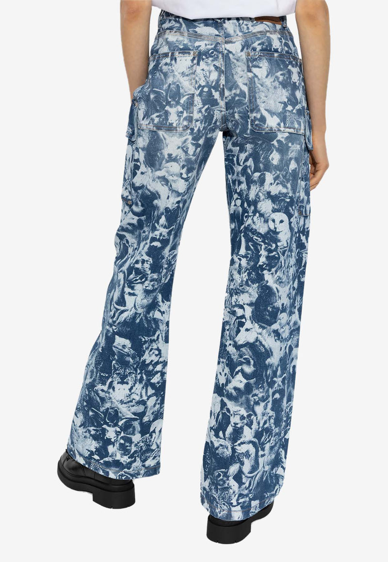 Stella McCartney Animal Forest Cargo Jeans Blue 6D0255 3SPH65-4709