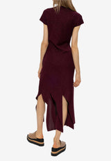 Stella McCartney Fringed Midi Dress Burgundy 6K0667 3S2461-6016