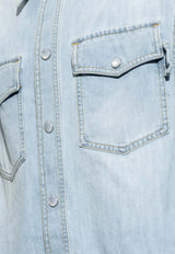 Bottega Veneta Long-Sleeved Denim Shirt Blue 771885 V3N60-4946