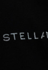 Stella McCartney Glittered Logo Crewneck T-shirt Black 6J0158 3SPY51-1000