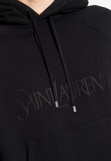 Saint Laurent Embroidered Logo Fleece Hoodie Black 728319 Y37CG-1000