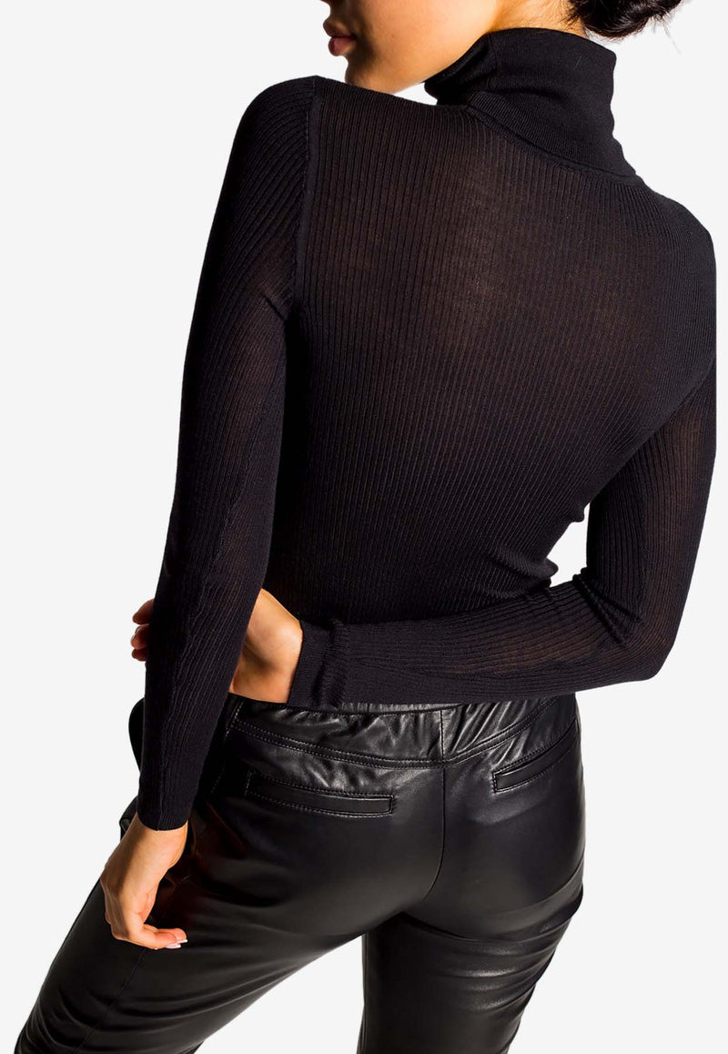 Saint Laurent Rib Knit Turtleneck Sweater Black 637869 YAPK2-1000
