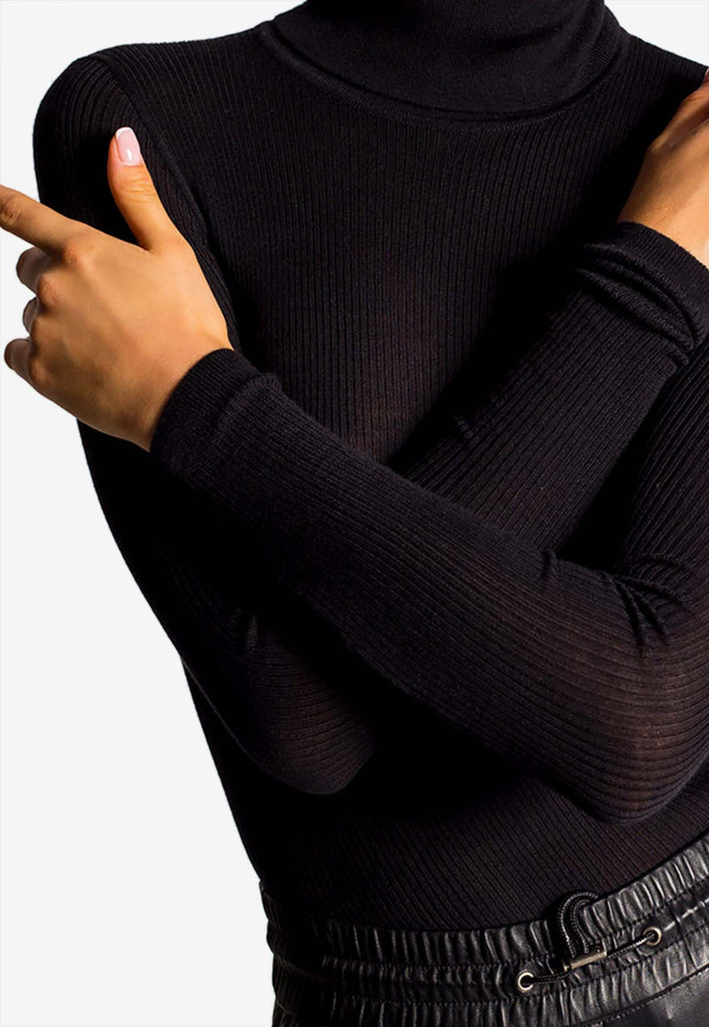Saint Laurent Rib Knit Turtleneck Sweater Black 637869 YAPK2-1000