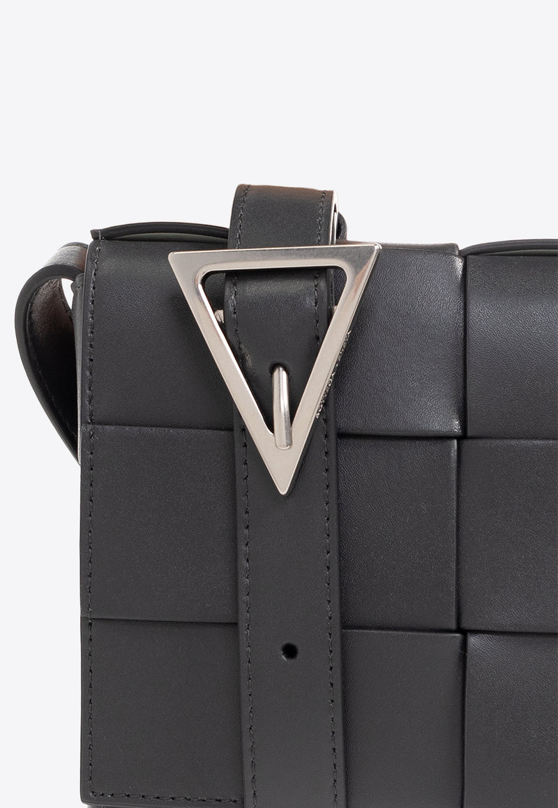 Bottega Veneta Medium Cassette Intreccio Leather Crossbody Bag Ardoise 737950 V29E0-2343