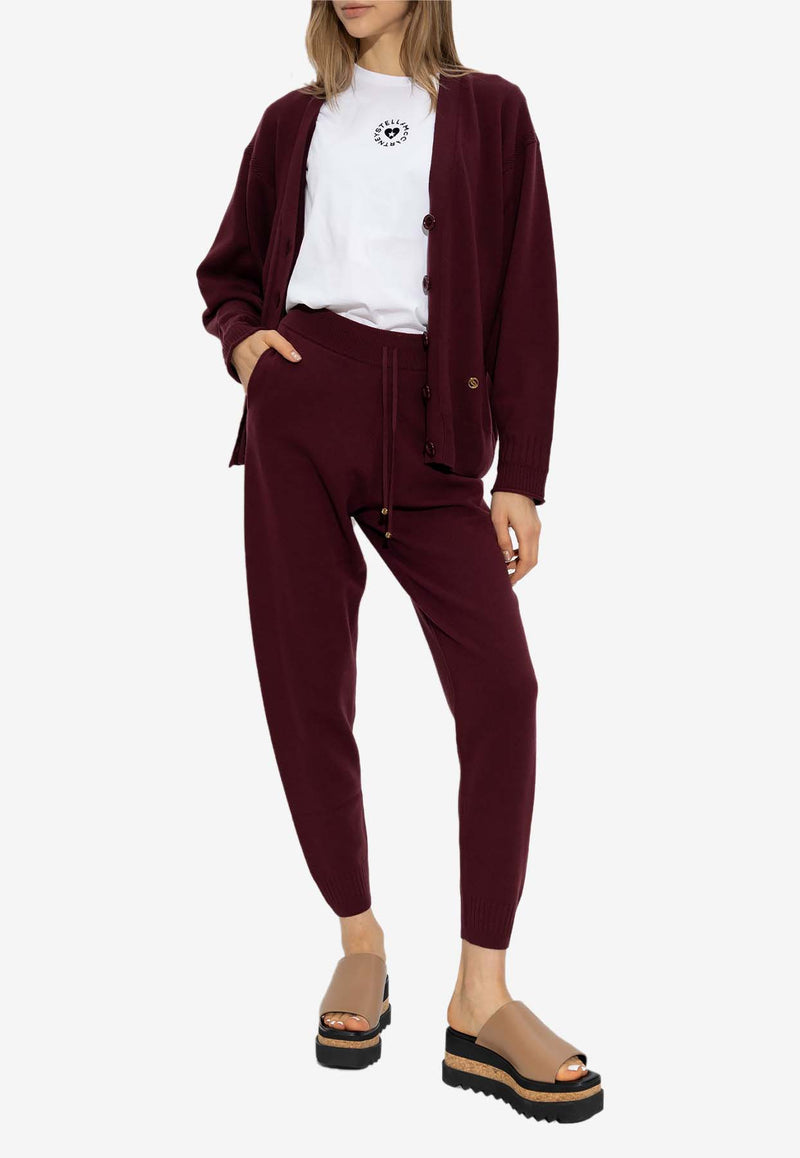 Stella McCartney Ribbed Wool Track Pants Burgundy 6K0425 3S2415-6016