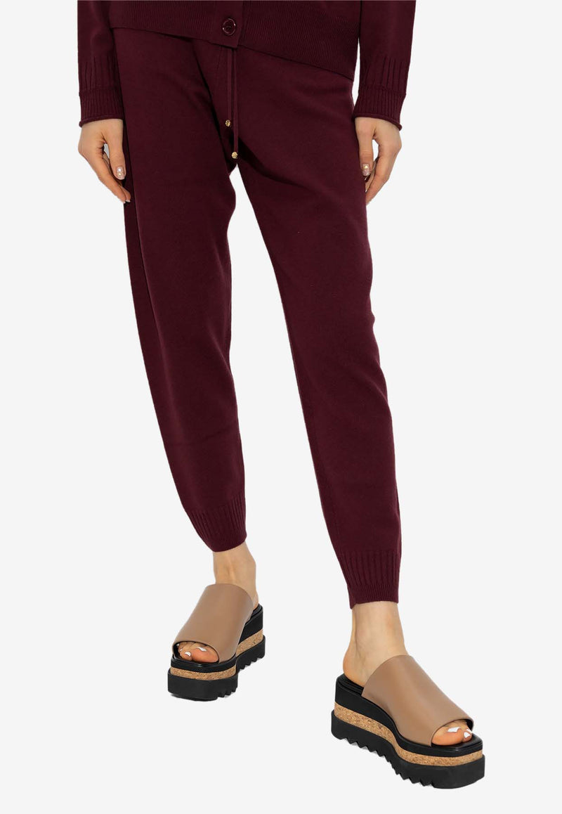 Stella McCartney Ribbed Wool Track Pants Burgundy 6K0425 3S2415-6016