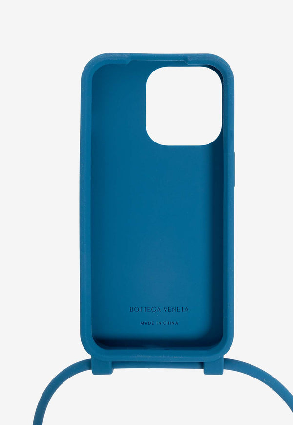 Bottega Veneta iPhone 14 Pro Intrecciato Case with Strap Deep Pacific 733830 V0EY0-4231