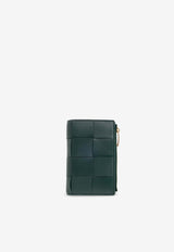 Bottega Veneta Medium Cassette Bi-Fold Zip Wallet Emerald Green 750262 VCQC1-3049