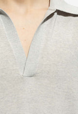Bottega Veneta V-neck Wool Polo Sweater Gray 752126 V37J0-8531