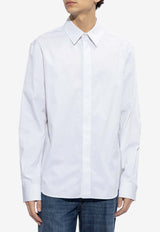 Bottega Veneta Logo Embroidered Pinstripe Poplin Shirt White 762914 V1BA0-9008