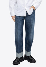 Bottega Veneta Straight-Leg Denim-Printed Leather Pants 774283 V2J80-4715