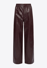 Bottega Veneta Wide-Leg Leather Pants Burgundy 775831 V2E50-2148