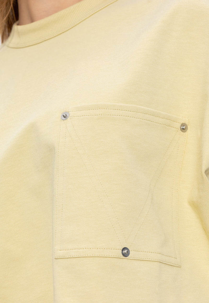 Bottega Veneta Boxy Cropped T-shirt Yellow 777597 VKLZ0-8807