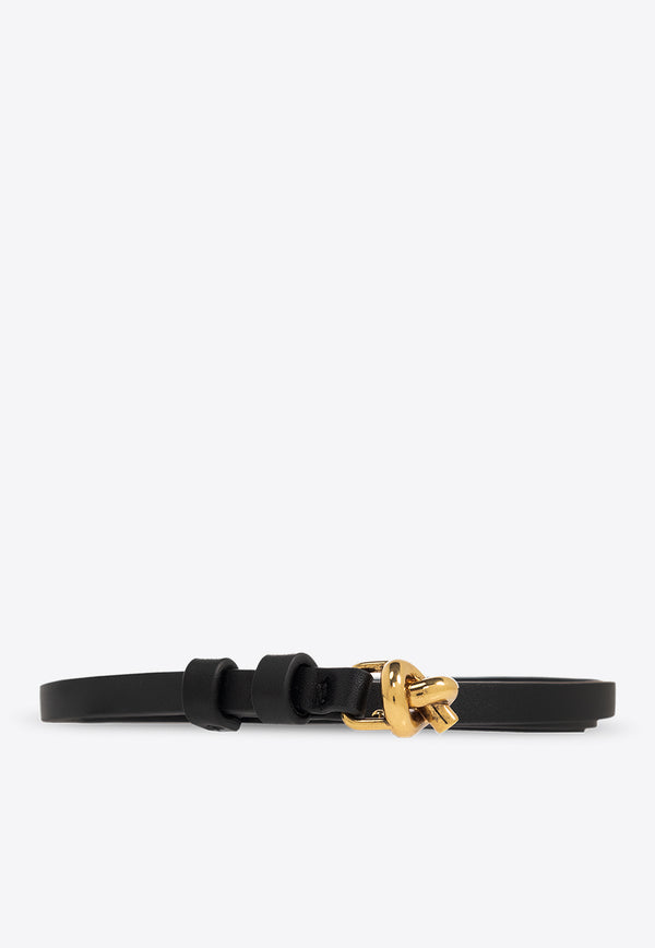 Bottega Veneta Knot Buckle Leather Belt Black 776108 VALKO-1019