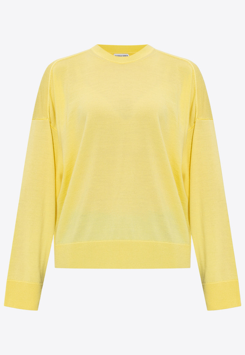 Bottega Veneta Crewneck Wool Sweater Yellow 777580 V37J0-7059