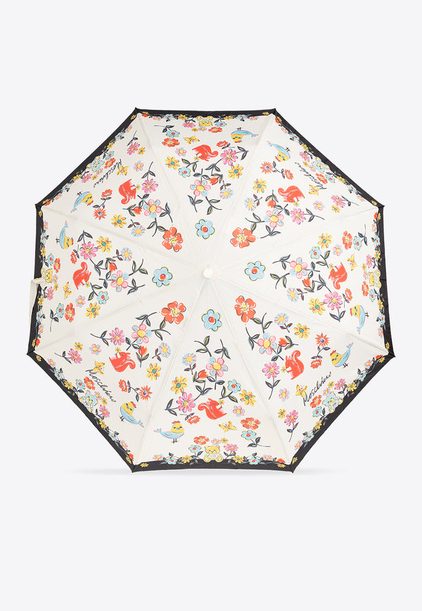 Moschino Floral Print Foldable Umbrella Multicolor 8933 OPENCLOSEI-CREAM