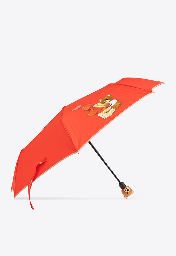 Moschino Teddy Bear Handle Compact Umbrella Red 8431 OPENCLOSEC-RED