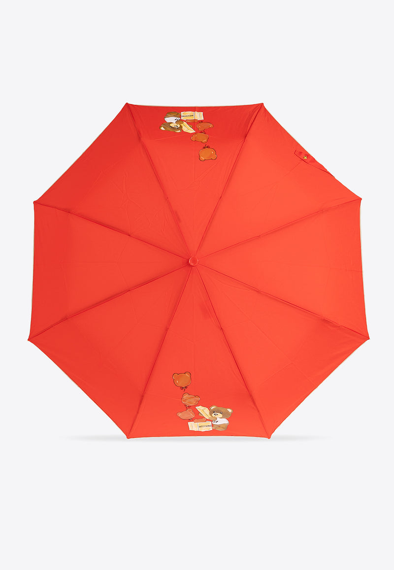 Moschino Teddy Bear Handle Compact Umbrella Red 8431 OPENCLOSEC-RED