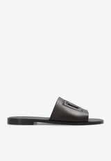 Dolce & Gabbana DG Logo Leather Slides Dark Brown A80397 AO602-8H042