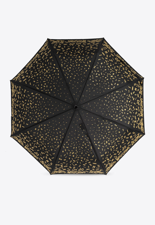 Moschino Contrasting Logo Open and Close Umbrella Black 8610 OPENCLOSEA-BLACK