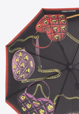 Moschino Bags Illustration Print Foldable Umbrella Multicolor 8987 OPENCLOSEA-BLACK