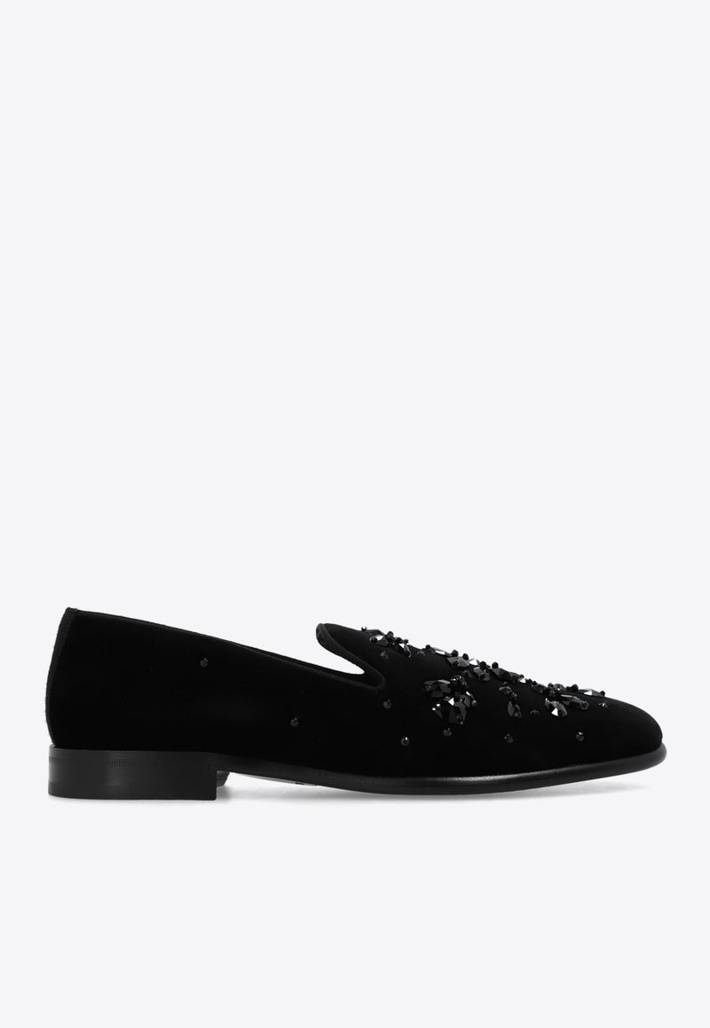 Dolce & Gabbana Milano Rhinestone Embellished Loafers Black A50573 AN890-80999