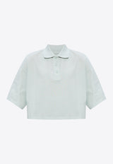 Bottega Veneta Cropped Polo T-shirt Light Cyan 777596 V01G0-4680