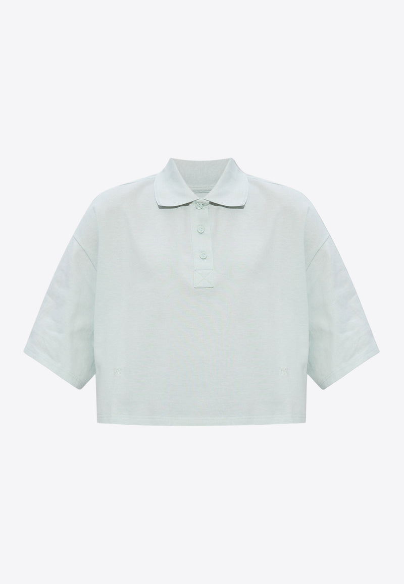 Bottega Veneta Cropped Polo T-shirt Light Cyan 777596 V01G0-4680